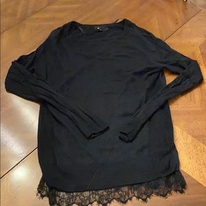 Missimo black sweater with lace detail